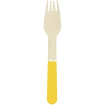 8 Fourchettes en Bois Jaune Curry/Or