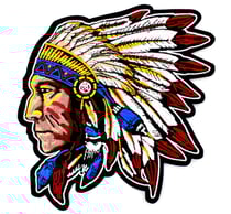 Patch brodé chef indien, écusson indien d'Amérique, motif thermocollant, 13,5 cm, Made in France