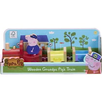 Le train en bois de peppa pig + figurine ppy pig - giochi preziosi - monde miniature peppa le cochon