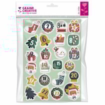 24 stickers Calendrier de l' Avent - Happy Christmas