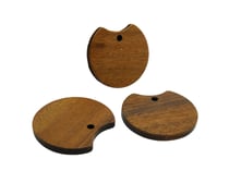 2 Breloques forme ronde 24*23mm bois de noyer