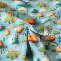 Tissu Coton imprimé digital Happy animaux sur fond Bleu