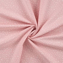 Tissu Popeline de Coton pois blancs Zeli sur fond Rose poudré - Au mètre