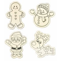 Aimants de Noël en bois à décorer 6x3cm 4 pièces