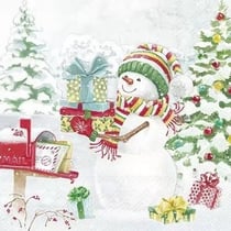 4 serviettes en papier découpage collage 33 cm BOHOMME DE NEIGE CADEAU SAPIN NOSS 105