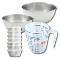 Set pâtisserie avec 240 moules à muffins en papier, 2 bols à mixer, verre mesureur et spatule Zenker