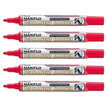 Lot de 5 marqueurs permanents PENTEL MAXIFLO NLF50 - Pointe conique 2 mm - Rouge