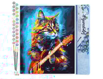 Peinture par Numéro Figured'Art - Chat rocker en Abstrait - Kit de Loisir Créatif DIY Numéro d'Art Complet - 40x50cm sans châssis en bois