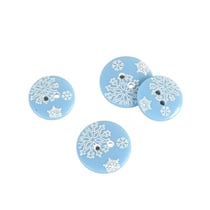 Bouton 2 trous flocons bleu ciel