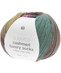 Pelote de Laine à Chaussettes Superba Cashmeri Luxury Socks 4 fils - 100g - Rico Design : Douceur et Luxe pour Vos Pieds Multicolore (021 - Retro)