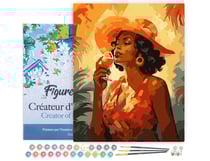 Peinture par Numéro Figured'Art avec Cadre - Femme buvant un verre Art Déco - Kit de Loisir Créatif DIY Numéro d'Art Complet - 40x50cm toile tendue sur châssis