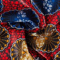 Tissu Wax africain n°607 sur fond Rouge
