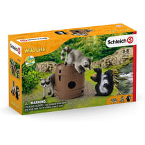 Figurine - Schleich Wild Life - Jeux rigolos avec la noix - Raton laveur et Mouffette