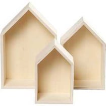 Boîtes de rangement, houses, h: 20,3+25,3+31 cm, l: 13+16,2+20 cm, triplex, 3pièces, prof. 10 cm