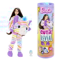 Poupee barbie cutie reveal zèbre 10 surprises - costume peluche animal - mattel - hrk39