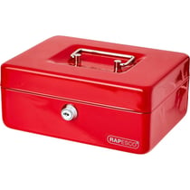 Caisse à monnaie - Rouge - Métal - 5 compartiments - 20cm
