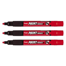 Lot de 3 marqueurs permanents pointe ogive 2 mm - PENTEL - MMP20 - Rouge