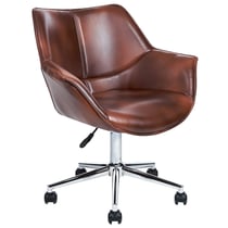 Chaise de Bureau Marron en Cuir PU Hauteur Réglable Pivotante Chaise pour Espace de Travail Elégant