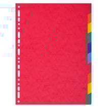 Intercalaires carte lustrée 225g 10 positions - A4 - Couleurs assorties - x 10 - Exacompta