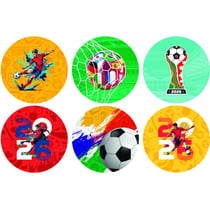12 Stickers à Biscuits Coupe du Monde de Football (5,5 cm) - Sucre