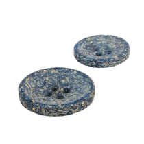 Bouton rond écorces de riz 4 trous bleu français