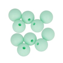 10 perles silicone rondes 10 mm - vert d'eau
