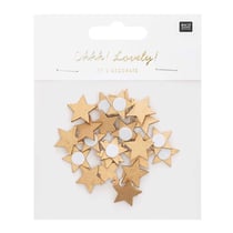 48 autocollants étoiles en bois dorés 2 cm