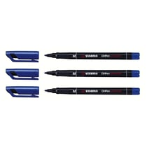 Feutre permanent - pointe moyenne 1 mm - STABILO OHPen - bleu - lot de 3