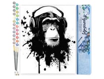 Peinture par Numéro Figured'Art - Gorilla et Casque - Kit de Loisir Créatif DIY Numéro d'Art Complet - 40x50cm sans châssis en bois