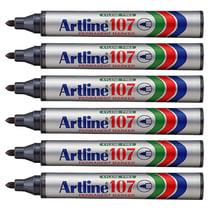 Lot de 6 marqueurs permanents - ARTLINE - Pointe conique 1,5 mm - Noir - Eco 107