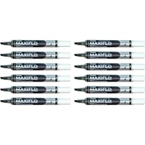 Lot de 12 marqueurs tableaux blancs - PENTEL - Pointe biseautée moyenne - Noir