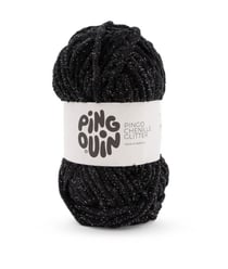 Fil velours 100GR à tricoter PINGO CHENILLE GLITTER - Pingouin - certifié Oeko-Tex Noir