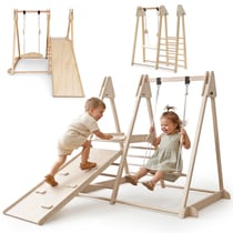 Aire de Jeux Interieure en Bois Pliable Toboggan Balancoire Mamabrum 118 cm