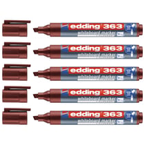 Lot de 5 marqueurs pour tableaux blancs EDDING 363 - Marron - Pointe biseautée 1-5 mm