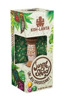 Jungle speed koh-lanta - totem en bois et sac bio - asmodee - jeu d'ambiance