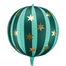 Ballon Aluminium Hélium Vert Mat avec Étoiles Dorées   Ø50 cm