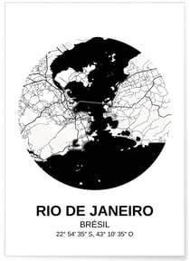 Affiche Carte Rio de Janeiro | A3 : 29,7x42cm