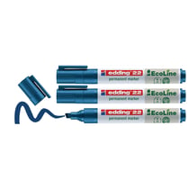 Lot de 3 marqueurs permanents - EDDING - pointe biseautée 1-5 mm - EcoLine 22 - Bleu