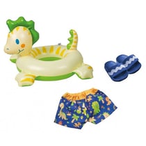 Set de bain dinosaure 3 pièces 35/45 cm : short, bouée, claquettes - heless - accessoires poupon