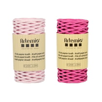 2 bobines fil kraft fuschia/rose 2mm x 25 m