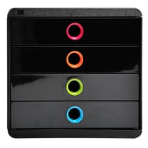 Module de classement Pop-Box 4 tiroirs Black Office - Noir/arlequin - Exacompta