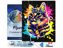 Diamond Painting Broderie Diamant Figured’Art 40x50cm toile tendue sur châssis en bois - diamants carrés - Chat Splash Pop Art