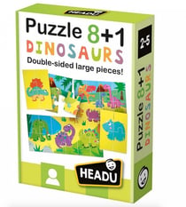 Puzzle recto verso 8+1 Dinosaures - HEADU - Vert