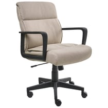 Chaise de Bureau Beige en Tissu Siège Pivotant et Hauteur Réglable