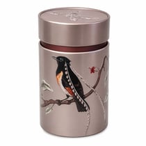 Boîte à thé oiseaux 150 g double couvercle en métal