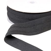 Bobine 10m élastique 2 bandes en relief gris noir 45mm