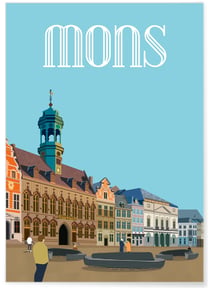 Affiche ville Mons | A3 : 29,7x42cm