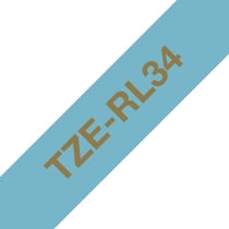Brother - Cartouche ruban Etiqueteuse 12mm Tissu Doré sur bleu clair TZe-RL34