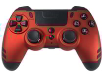 Steelplay Slimpack - Manette sans Fil 2,4 GHz, Compatible PS4/PS3/PC, Double Retour de Vibration, 4 palettes arrière programmables, Ergonomique et Confortable - Rouge