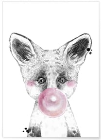 Affiche 'Bulle de Renard Rose' | A3 : 29,7x42cm